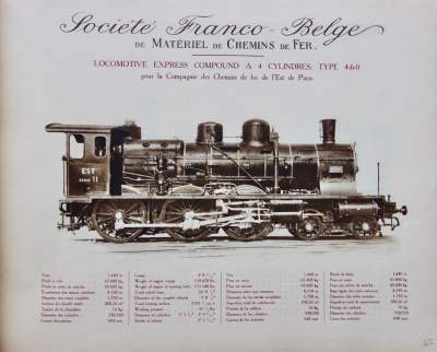 <b>Locomotive Express Compound à 4 cylindres, type 4-6-0</b><br>pour la Compagnie des Chemins de fer de l'Est de Paris
